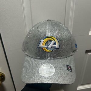 NFL New Era 9Forty Los Angeles Rams Hat Sparkle Silver Women’s Adjustable Cap